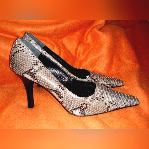 🆕 Polinni Snake Skin Heels Made in Italy - Picture 1 of 6